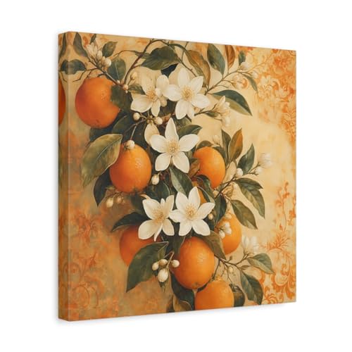 Tableau branche d'oranger vintage sur toile 35x35 cm pour décoration cuisine