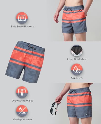 Image of Speedo Men's 4 Way Flex Essential Printed Watershorts with Side Pockets | Water Repellent | Internal Drawcord | Wide Waistband Swimming Trunks