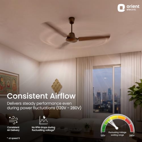 Image of Orient Electric Apex Swift 1200mm BLDC Ceiling Fan with Remote | BEE 5 Star Rated | High Speed, Energy Saving Motor | 210 CMM Air Delivery | Inverter Compatible | 3 Year Warranty by Orient |Clay Brown