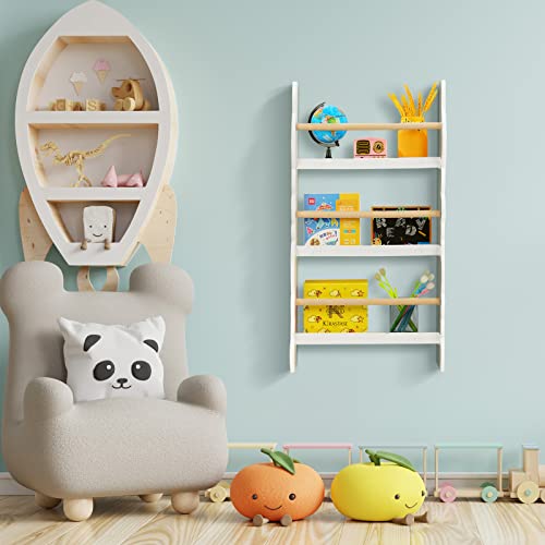 Kigley Kids Bookshelf 3 Tier Wall Mounted Bookshelf For Kids Nursery Bookshelf Organizer Floating Nursery Book Shelves Books And Toys Storage Display Bookshelf And Bookcase For Kids Room Bedroom #TOP6