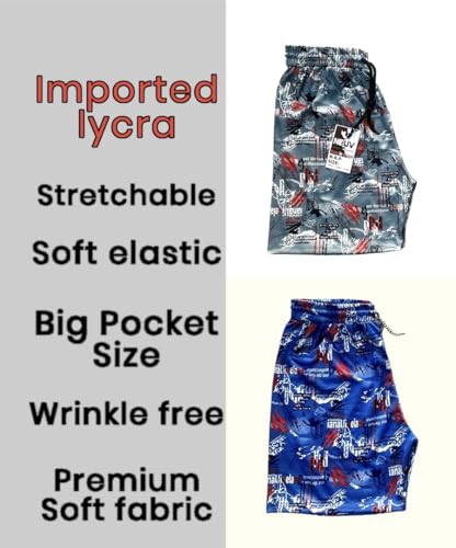 Image of NEUV Imported Premium Lycra Printed Shorts (Digital Print) Grey