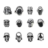 ShineIn Metal Skull Beads for Jewelry Making Paracord Accessories DIY Large Hole Spacer Beads 12 Pack
