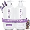 Routine Wellness Anti-Thinning Shampoo and Conditioner Set for Thinning Hair – Biotin DHT Blocker Women & Men – Color Safe Shampoo for Hair Loss & Healthier Hair – Lavender & Cedar (Pack of 2)