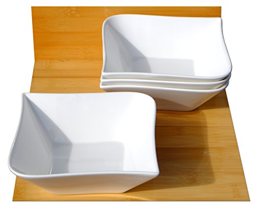 Gifts Of The Orient GOTO® Moderne Servierschüsseln, X 4 weiß L14 cm x W14 X T5 cm, und 20 cm diagonal