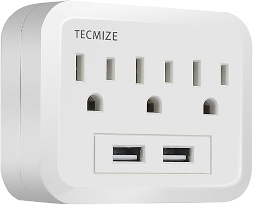 Protector contra sobretensiones de pared, 3 salidas de CA y 2 puertos USB con protección premium, divisor de salida de montaje en pared, estación de