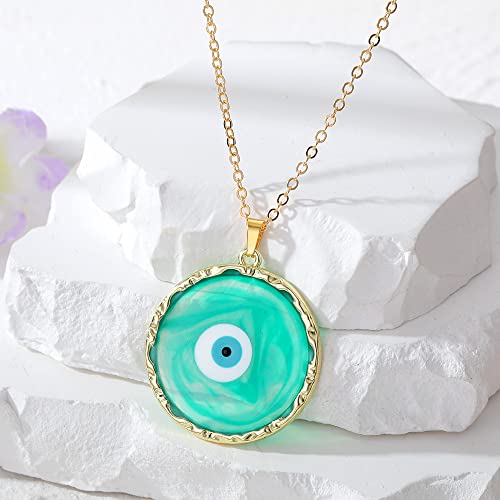 Tenghong2021 Colorful Resin Evil Eyes Pendant Necklace Amulet Protection Handmade Lucky Necklace Wish Friendship Jewelry For Women Girls Mens Boys-Style F #TOP1