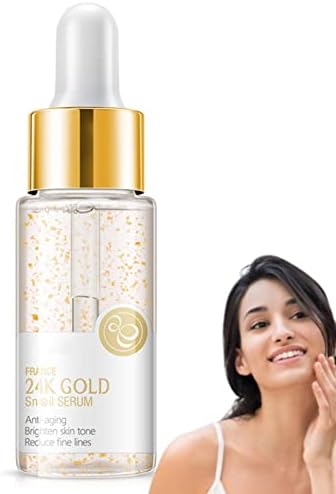 24K Gold Foil Snail Facial Serum, Firming and Moisturizing Face Skin Care Essence Liquid for Brighten Skin, Revitalizing And Firm, Effective Whitening, Powerful Hydrating (17ml)