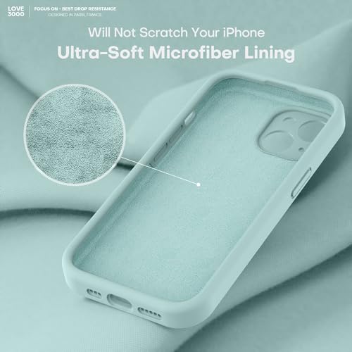 Image of LOVE 3000 Compatible with iPhone 15 Case, [Smooth Silicone Full Coverage Camera] [8ft Drop Protection], Soft Microfiber Lining Full Body Protective Case for iPhone 15 6.1 inch - Mint