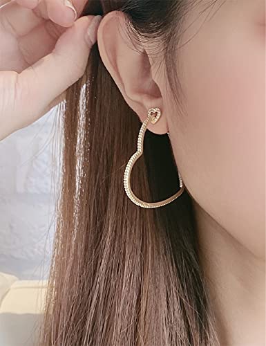 Heart Hoop Earrings - CZ Heart Stud Earrings in Gold WhiteGold3