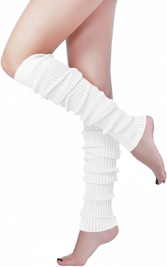 v28 Long Leg Warmer, Women’s Men 80s Party Ribbed Knit Dance Sports