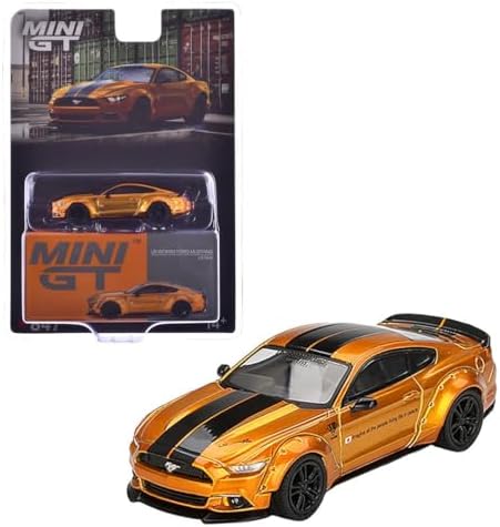 Diecast Model Car Compatible with Mini GT 1:64 LB-Works Ford Mustang LB Gold Limited Edition MGT00847