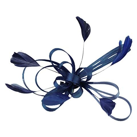 Homoyoyo Fascinator Hair Clip Womens Fascinators Flower Cocktail Headwear Flower Headpieces Pin Brooch Corsage Bridal Hairband for Wedding Tea Party Headband Clips (Navy Blue) Cover