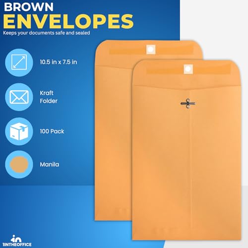1InTheOffice Envelopes de fecho, envelopes de catálogo, 19,8 cm de largura x 26,5 cm, 12,7 kg, fecho