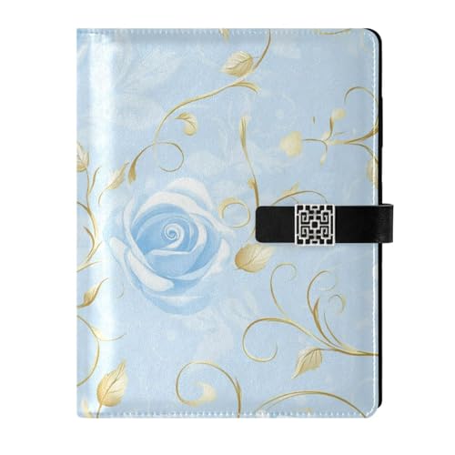 Carnet de notes rétro en cuir orné de feuilles dorées avec couverture imperméable