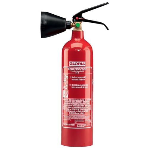 GLORIA | Kohlendioxid-CO2-Feuerlöscher | Inhalt 2 kg | mit Handhebel | Brandklasse B