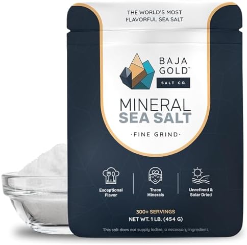 Baja Gold Mineral Sea Salt - Recommended by Gary Brecka - Authentic Fine Grind Salt for Cooking & Baking | Natural Baja Salt for Culinary Uses | Great for Finishing Dishes | 1 lb. Resealable Bag, 300+ Servings