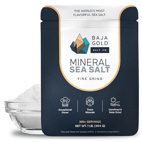 Baja Gold Mineral Sea Salt - Recommended by Gary Brecka - Authentic Fine Grind Salt for Cooking & Baking | Natural Baja Salt for Culinary Uses | Great for Finishing Dishes | 1 lb. Resealable Bag, 300+ Servings