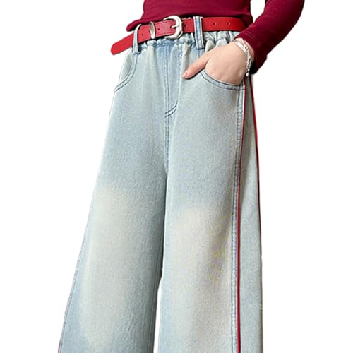 Tween Girls Wide Leg Jeans-Elastic Waistband Baggy Denim Pants with Pockets, Casual Streetwear Jeans for Girls3