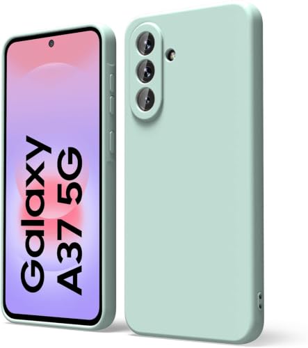 Image of DIZORO Microfiber Candy Case Compatible for Samsung A37 5G Smooth Touch Cushion Liquid Soft Silicone Gel Rubber Phone Cases Non-Slip Full Body Protective Shockproof Back Cover (Mint)