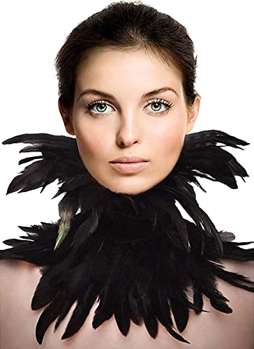 HOMELEX Gothic Victorian Black Natural Feather Collar Choker Halloween Shawl Cape