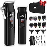 Suttik Haarschneider für Männer Schnurloser Haartrimmer Bartschneider Professioneller T-Klingen-Trimmer Wiederaufladbares USB-Haarschneide- und Pflegeset Barbierscheren-Set LED-Anzeige