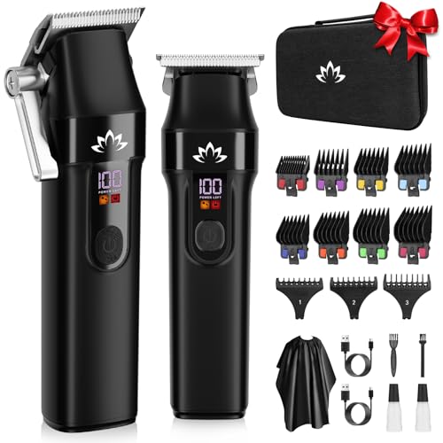 Suttik Haarschneider für Männer Schnurloser Haartrimmer Bartschneider Professioneller T-Klingen-Trimmer Wiederaufladbares USB-Haarschneide- und Pflegeset Barbierscheren-Set LED-Anzeige