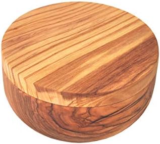 Naturally Med Olive Wood Salt Keeper/Salt and Pepper Keeper. 2 section. Salt and pepper cellar. Magnetic, swivel lid.