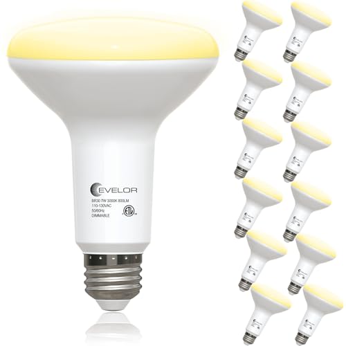 evelor 12 Pack BR30 Flood LED Light Bulbs 65W Equivalent,