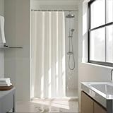 YISURE Duschvorhang 120 x 200 Textil Beige, Creme Polyester Stoff Badvorhang mit 8 Metallösen für kleine Badewannen, Schmaler Breite 120 x Höhe 200cm