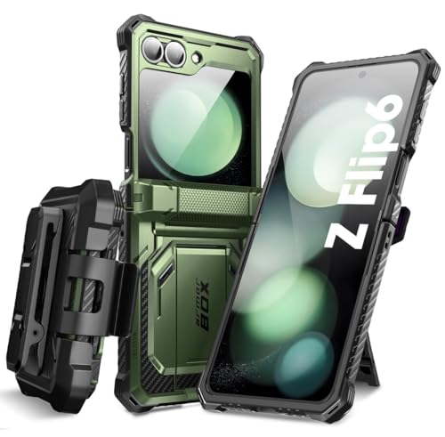 Image of i-Blason for Samsung Galaxy Z Flip 6 Case, ZFlip 5 /Flip7 FE Case, DarkGR | Built-in Screen Protector, Hinge Protection, Belt-Clip, KickStand