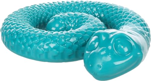 Flamingo Sneaky Snake – Snackspielzeug für Hunde – Türkis – 17 × 16,2 × 4,3 cm – Aus TPR mit Squeaker – Befüllbar für interaktives Spiel