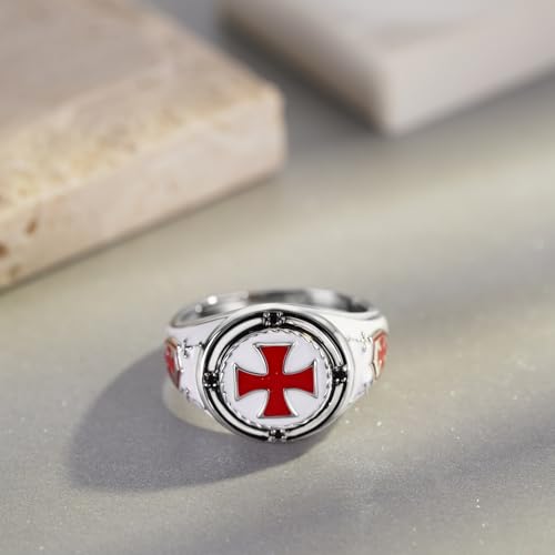 Knights Templar Ring 925 Sterling Silver Cross Ring Amulet Religious Gifts2