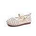 Ctreela Girls Chic Rivet Flat Shoes Dress Shoes Ballet Flats Slip-on Fashion Girl Shoe for Wedding School Party Birthday Beige