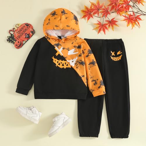 Image of KIDLAGA Toddler Boy Clothes Long Sleeve Hoodie Sweatsuits Tops and Pants Boys Fall Winter Color Block Outfits Set 5-12 Years