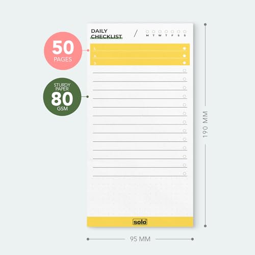 Image of SOLO 80 GSM B6 Daily Planner with 50 Undated Tear-Off Sheets, Organiser to Track Productivity, To-Do List & Schedule Your Day, Goals & Budget Tracker, Ideal for Office, Home & School (Pack of 2)