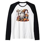 pumpkin garden gnome grandpa graphic for fall cute autumn maglia con maniche raglan