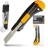 Instalguru Taglierino Universale 18 mm Coltello da Moquette Cutter per Cartone Lame Segmentate 11x Lame di Ricambio Blocco di Sicurezza Uso Domestico Fai da Te Imballaggio