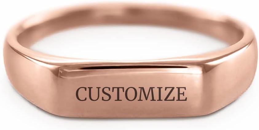 Cutom Engraved Name Ring10K 14K 18K Solid Gold Personalized Name Ring Wedding Band Ring for Couple Women