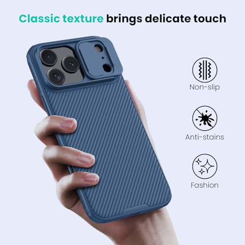 Image of Nillkin for iPhone 17 Pro Max Case with Slide Camera Cover, Thin Slim Fit, Shockproof Protective, Protector Privacy, Phone Case iPhone 17 Pro Max Camera Lens Protector 6.9 inch, Blue