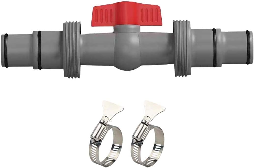 NICENICY Pool Hose Connector with Valve, 1-1/4" or 1-1/2" Pool Hose Adapter, Hose Connector for Hose Adapter and Filter Pumps (2 Heads with Valve-1.25"&1.5")