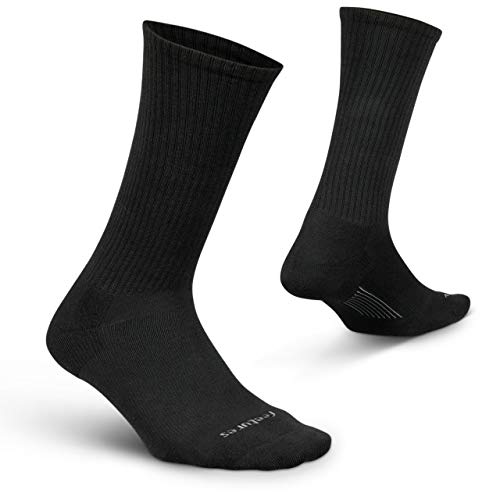 Feetures Everyday Max Cushion Crew Sock for Men - Moisture-Wicking Socks - Black, L (1 Pair)