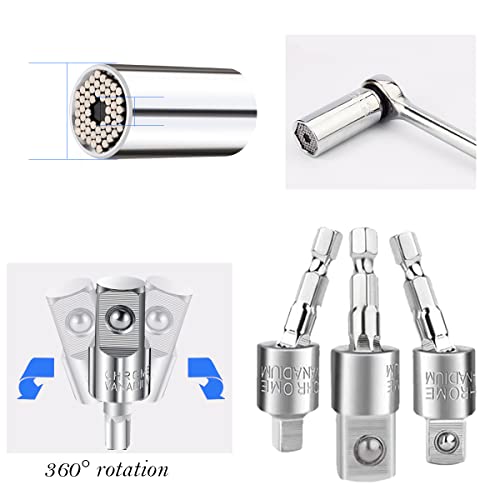 Yenjo 26 Pcs Flexible Drill Bit Extension Set With 2 Pcs 105°Angle Drill Bit Extension, 1/2 3/8 1/4 Inch Universal Socket Adapter & Drill Bit Holder & Universal Socket Grip & Screwdriver Bit Kit #TOP1