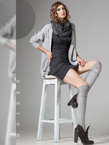 Image of Fourluoo 6 Pairs Women's Lace Knee High Socks with Trim Lolita Lace Boot Socks Long over Knee Stocking for Women