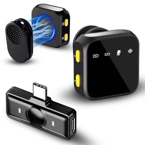 Amazpro Wireless Lavalier Microphone for iPhone iPad and Android, Mini Microphone with Noise Reduction, Plug-Play Clip on Wireless Microphone for Video Vlog,TikTok,YouTube,Interviews, Live Streaming
