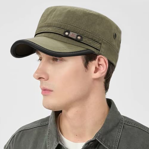 Image of Cadet Army Hat 2 Pieces Flat Top Cap Unisex Military Hat for Women Men