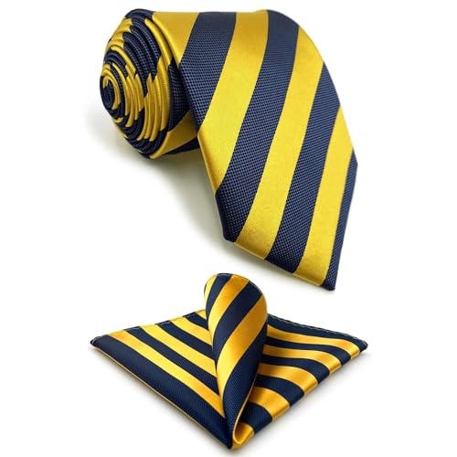 S&W SHLAX&WING Conjunto de gravata listrada para homens gravata listrada azul royal amarelo com bols