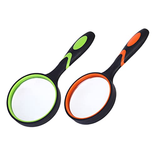 HOUDERCO 2Piezas Lupa De Mano De Vidrio Inastillable Mango Antideslizante para Lectura y Observación De Insectos para Adultos y Colores