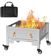 Fogueira de 40,6 cm com rodas, lareira a lenha para o exterior com bolsa de transporte à prova d'água, pesada...