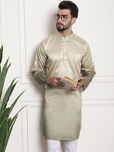 Image of SOJANYA (Since 1958 Men's Jacquard Silk Woven Design Long Kurta