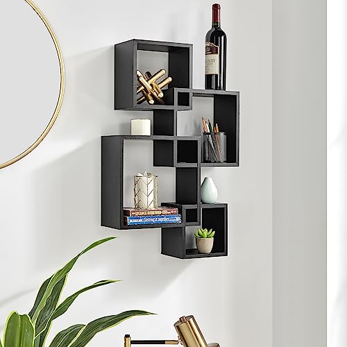 Danya B. Blocchetto Intersecting Cubes Wall Shelf Unit - Horizontal or Vertical - Black